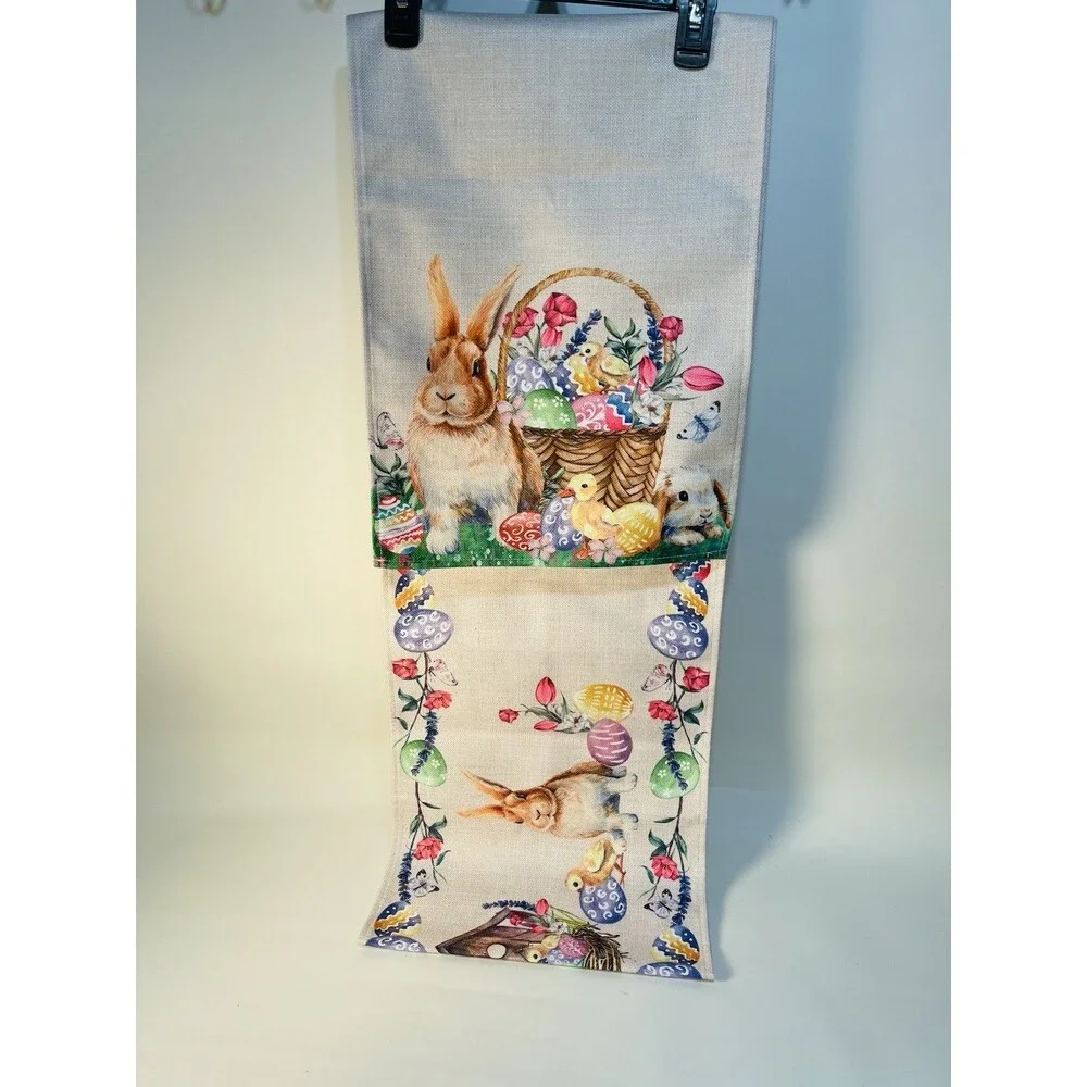 Easter Table Runner 13x106 Bunny Rabbit Chicks Eggs Floral Spring Extra Long